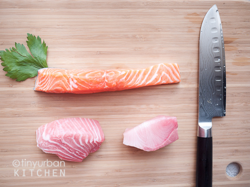 Salmon yellowtail sashimi