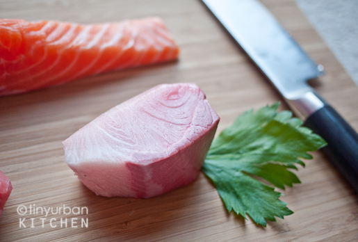 Hamachi (yellowtail) salmon sashimi
