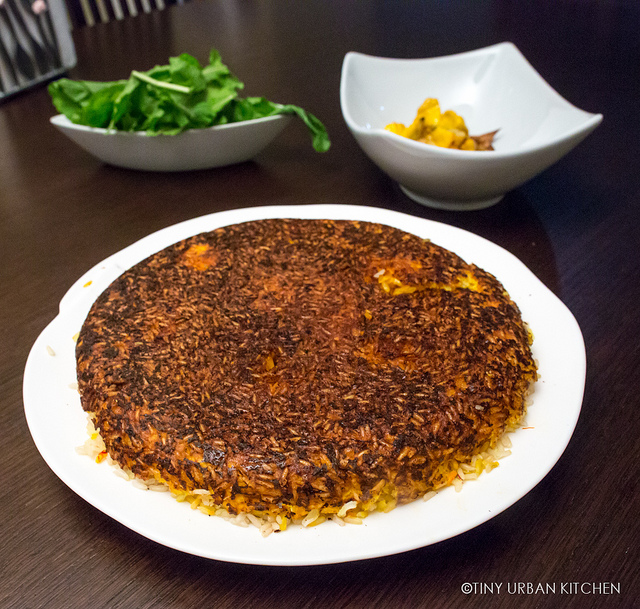 Persian Saffron Rice "Cake"