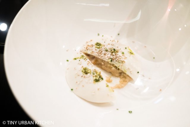 Akrame Hong Kong: Risotto made with smoked fish amaranth with garlic and milk jelly