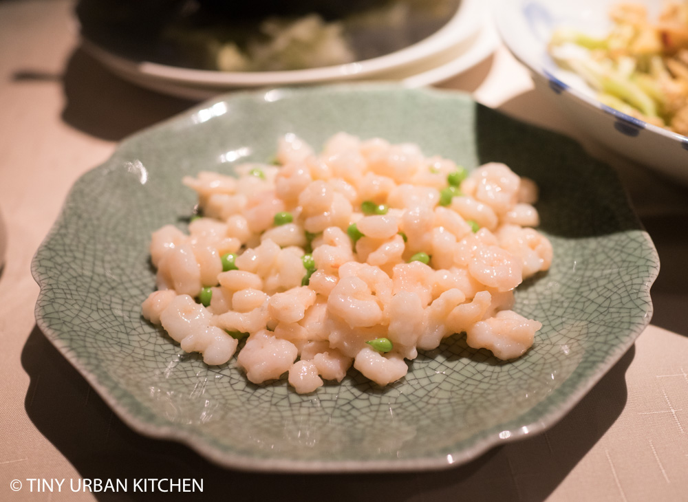 Ye Shanghai: Stir fried River shrimp with peas ($180 HKD)